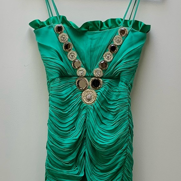Temperley London Chiffon and Silk Green Ruched Dress Size 6 - Picture 2 of 7